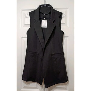 Womens Black Sleeveless Blazer Vest Sz Large NWT Workwear Business Casual Office